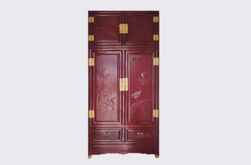 安次高端中式家居装修深红色纯实木衣柜